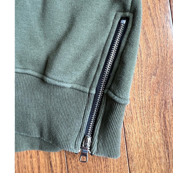Dumanmis Fleece Lined HoodieSide Zipper Wide Drawstring Olive Green, size Small - Picture 4 of 10